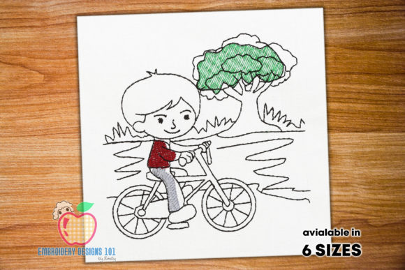 Boy Riding Bicycle in the Park