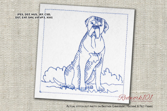 Cane Corso Dog Sitting Redwork
