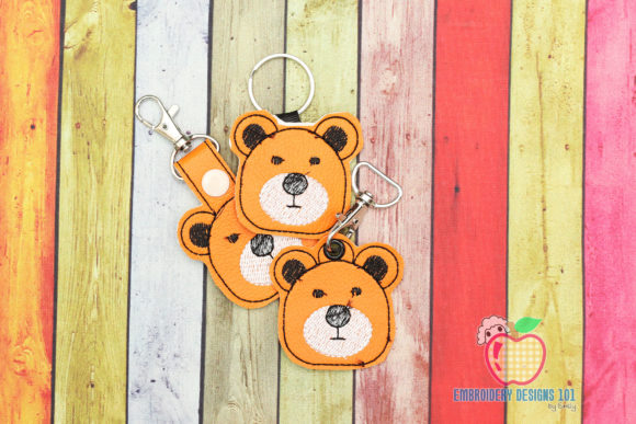 Cute Bear Face ITH Snaptab Keyfob