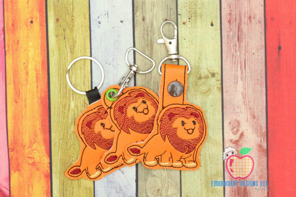 Cute Cartoon Lion in the Hoop Keyfob