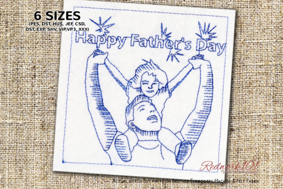 Girl Father Day Redwork