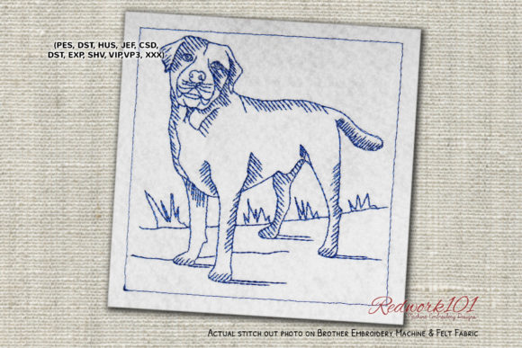 Labrador Dog Redwork