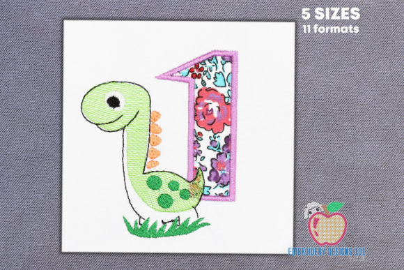 The Dinosaur in Green Color Applique